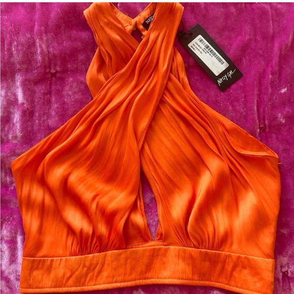 Nasty gal Orange Satin Halter Top size 2 beautiful 

New with tags. - Picture 1 of 2